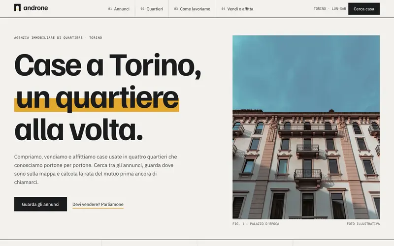 Home page of the demo website Androne