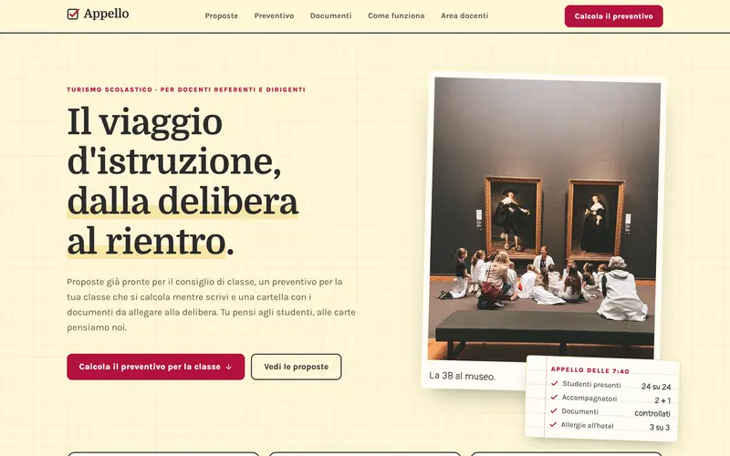 Startseite der Demo-Website Appello
