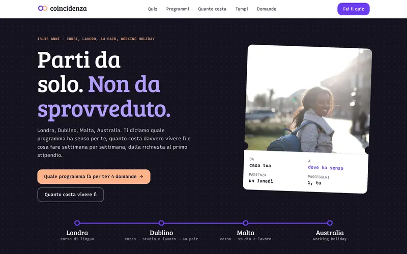 Startseite der Demo-Website Coincidenza
