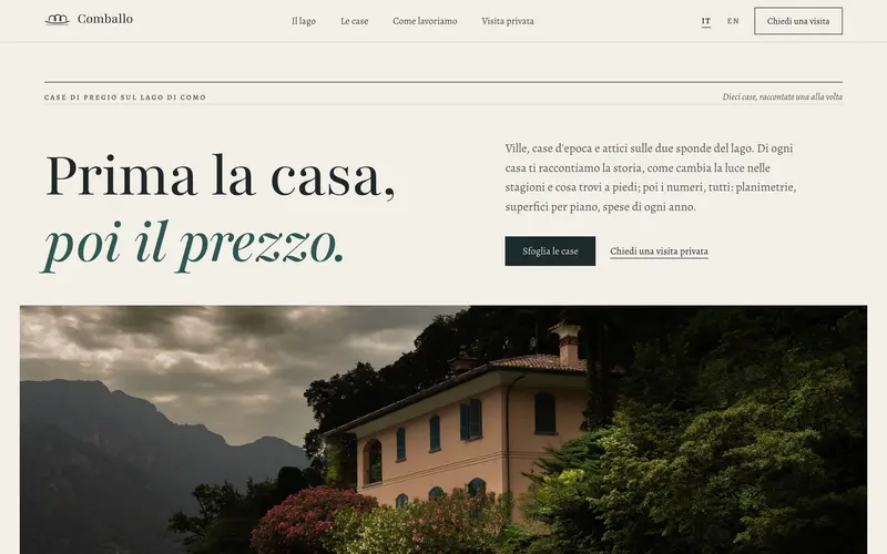 Home page of the demo website Comballo