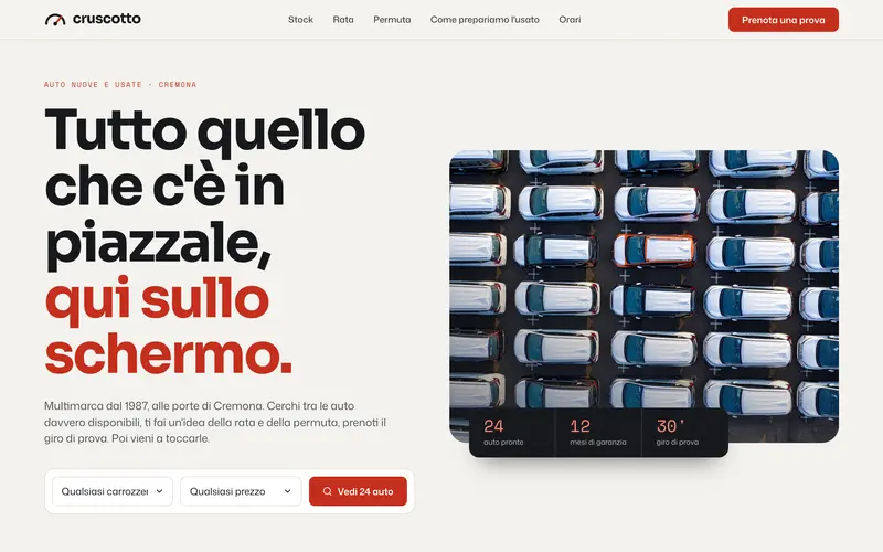 Startseite der Demo-Website Cruscotto