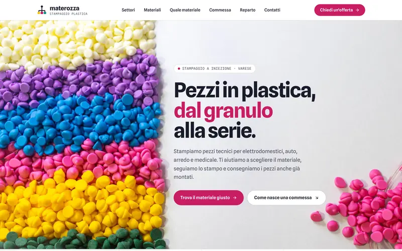 Page d'accueil du site de démonstration Materozza