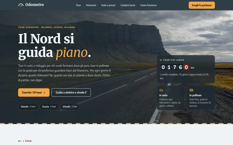 Startseite der Demo-Website Odometro
