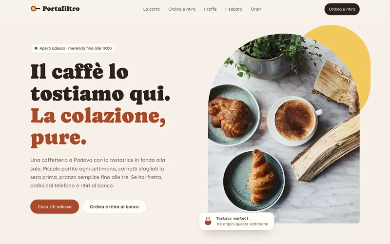 Schermata della home del sito dimostrativo Portafiltro