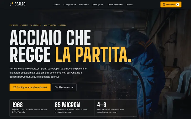 Page d'accueil du site de démonstration Sbalzo