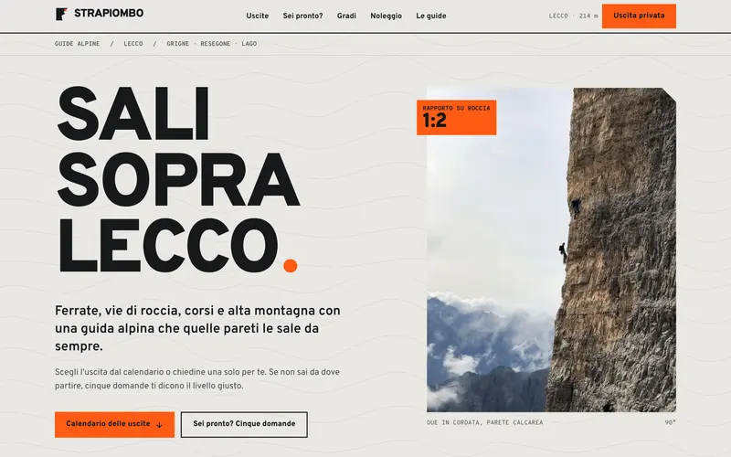 Home page of the demo website Strapiombo Guide Alpine